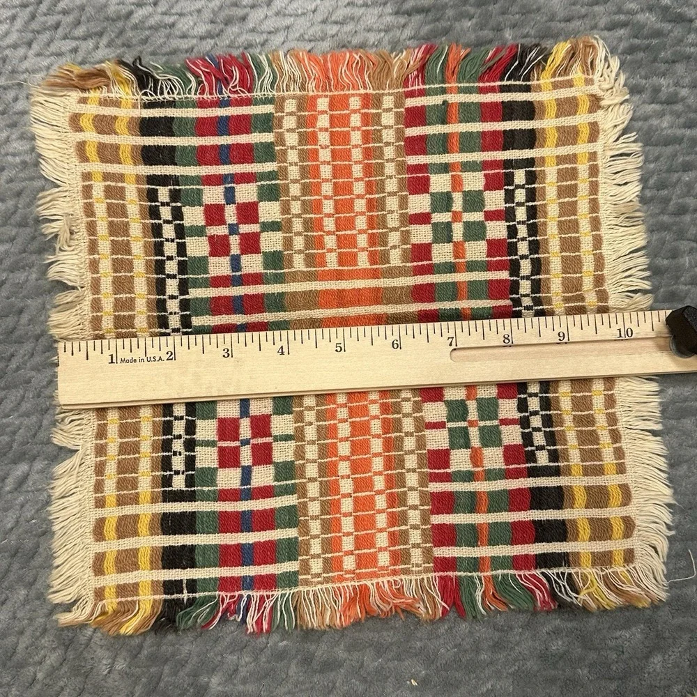 Vintage Textile Handmade Swedish Weaving Monks Belt Cloth 70s Table Runner Decor